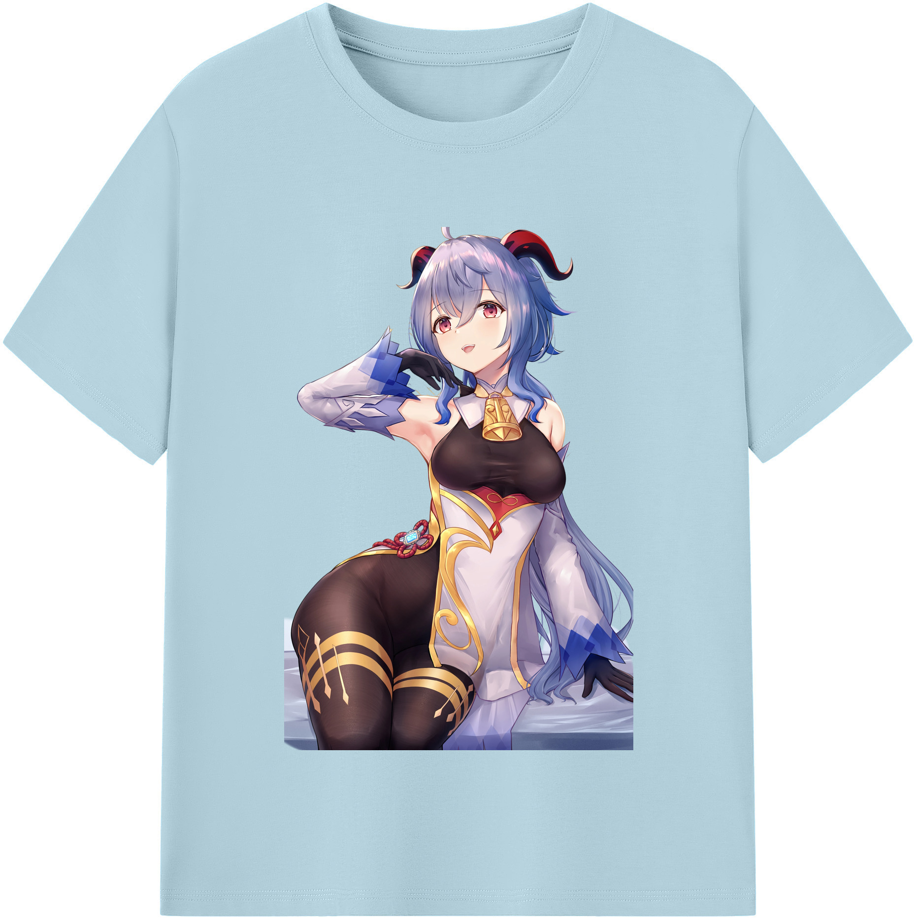 げんし神 甘雨 かんう genshin Ganyu 綿100％半袖Tシャツ（フロントプリント）